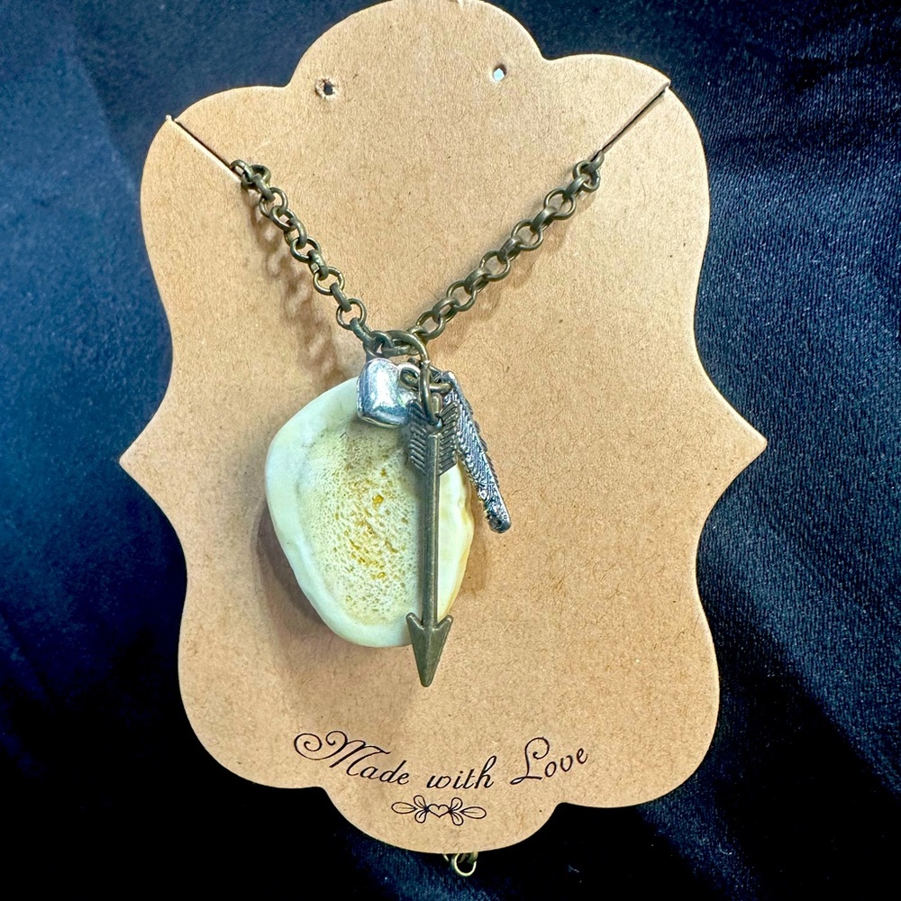 Handmade deer antler necklace